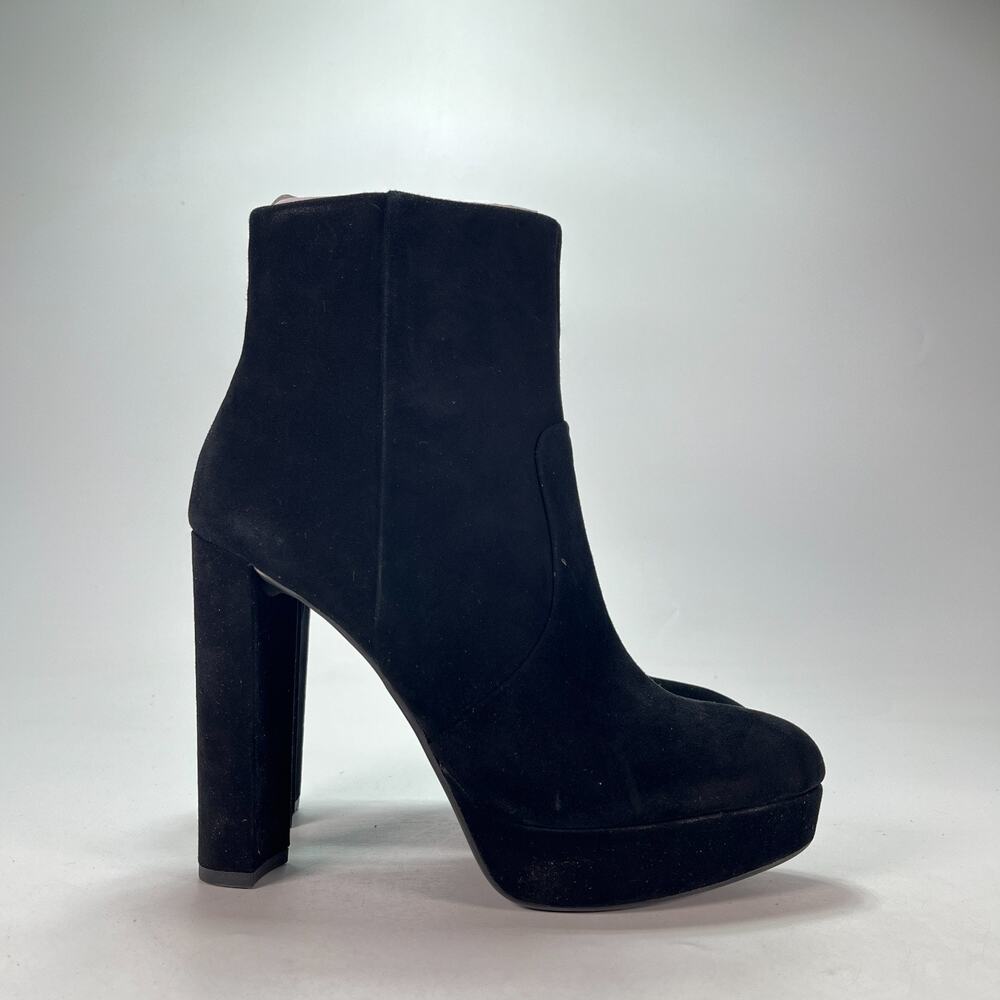 Gianni Bini Kianne Black Suede Chunky Platform Block Heel Booties Women's Sz 8M